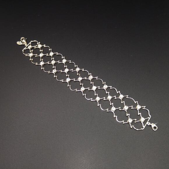 Vintage Carolee Rhinestone Rhinestone Bracelet, Wedding Lace Style, 1990s - Picture 7 of 8